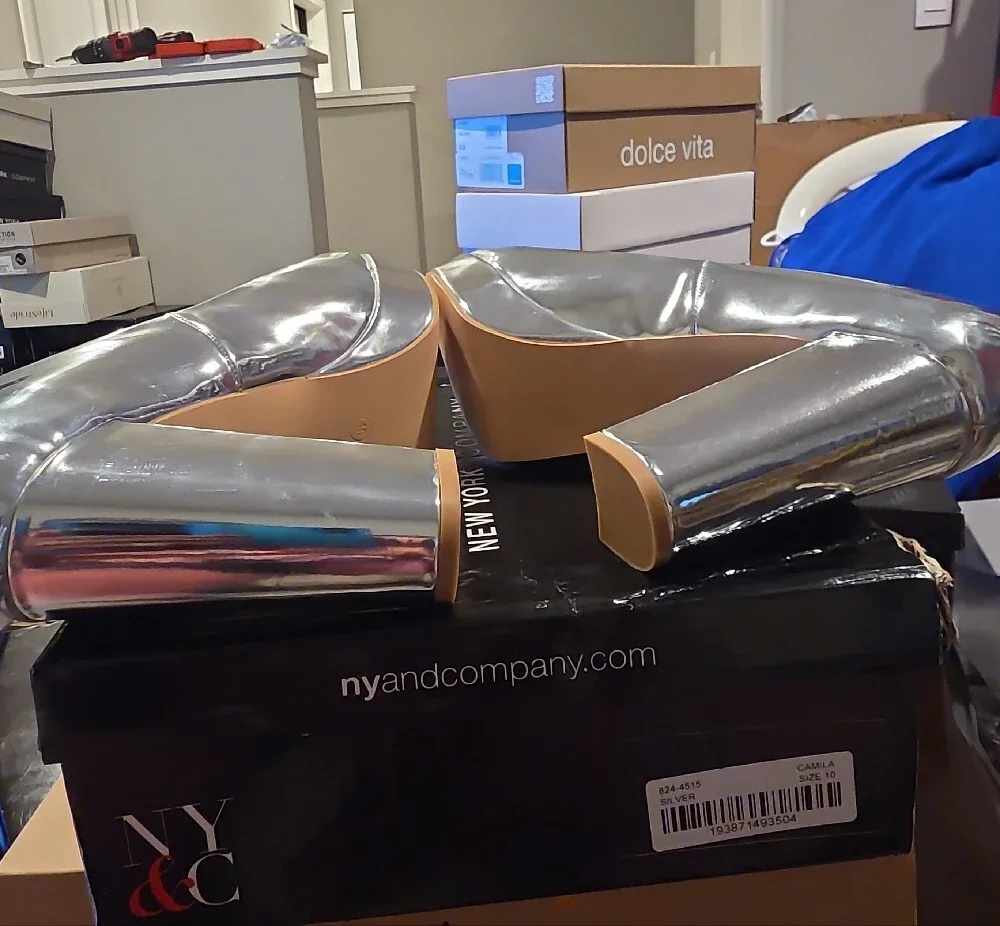 New York & Company Silver Platform Pumps
